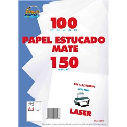 PAPEL BLANCO ESTUCADO MATE IPO A4 150 GRS PAQUETE 100 HOJAS