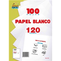PAPEL BLANCO IPO A4 120 GRS PAQUETE 100 HOJAS