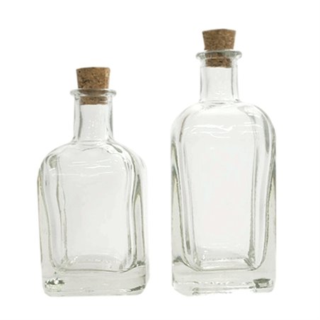 BOTELLA DE CRISTAL TAPON DE CORCHO 50 CC/75 CC SET 2 UDS COD 18304-18305