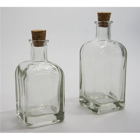 BOTELLA DE CRISTAL TAPON DE CORCHO 50 CC/75 CC SET 2 UDS COD 18304-18305
