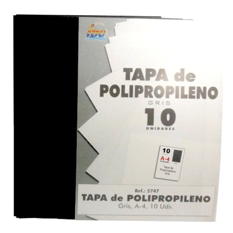 POLIPROPILENO IPO A4 (21 x 29,7 CM) GRIS 10 UDS