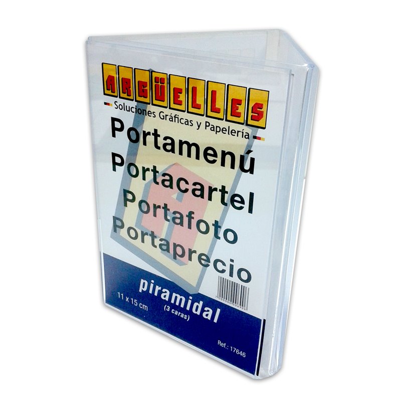 PORTACARTEL PIRAMIDAL 11 X 15,5 CM ARCHIVO 2000 SOBREMESA VERTICAL 3 CARAS METACRILATO COD 6153 TP