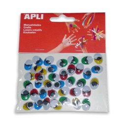 OJOS MOVILES APLI COLOR OVALADOS ADHESIVO CON PESTAÑAS 40 UDS COD 13059