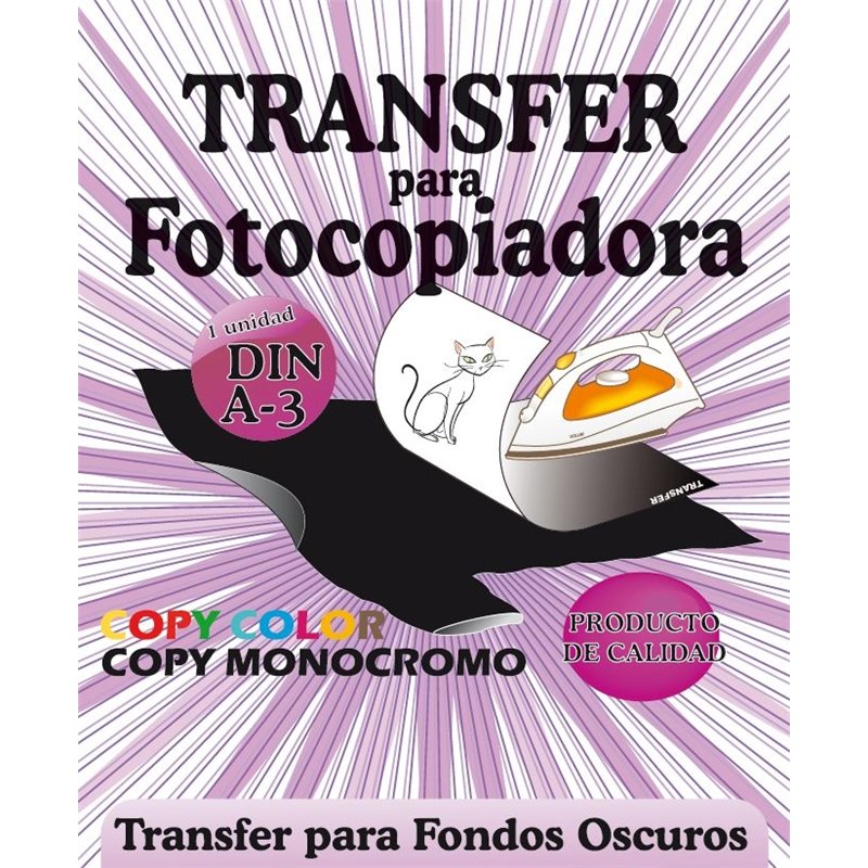 TRANSFER PARA LASER A3 FONDO OSCURO O COLOR 1 UD COD A3PTP993