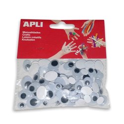 OJOS MOVILES APLI NEGRO OVALADOS ADHESIVO 100 UDS COD 13264