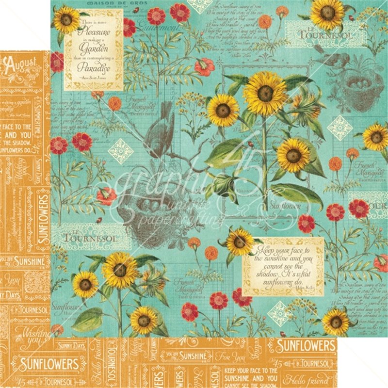 PAPEL SCRAP GRAPHIC45 TIME TO FLOURISH 12'' x 12'' SET 24 PAPELES SURTIDOS COD 4501055