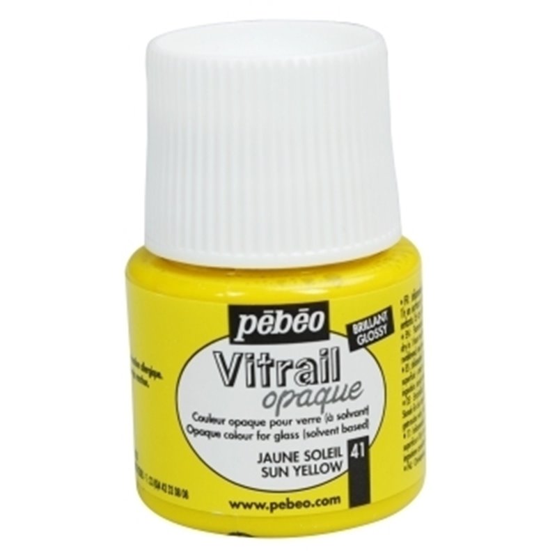 PINTURA PARA VIDRIO PEBEO VITRAIL OPACA 45 ML NUM 41 AMARILLO SOL COD 050041