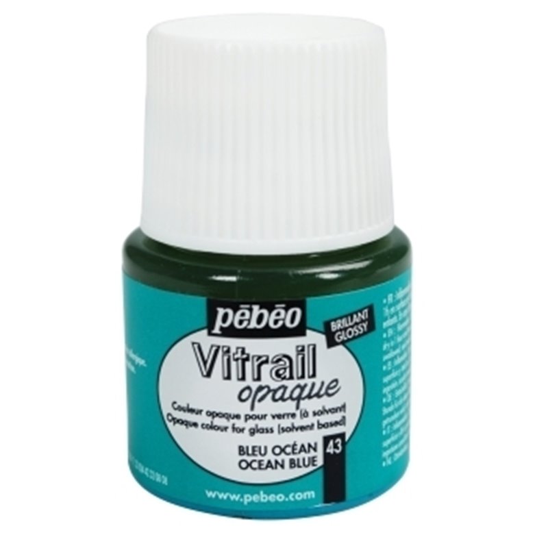 PINTURA PARA VIDRIO PEBEO VITRAIL OPACA 45 ML NUM 43 AZUL MARINO COD 050043