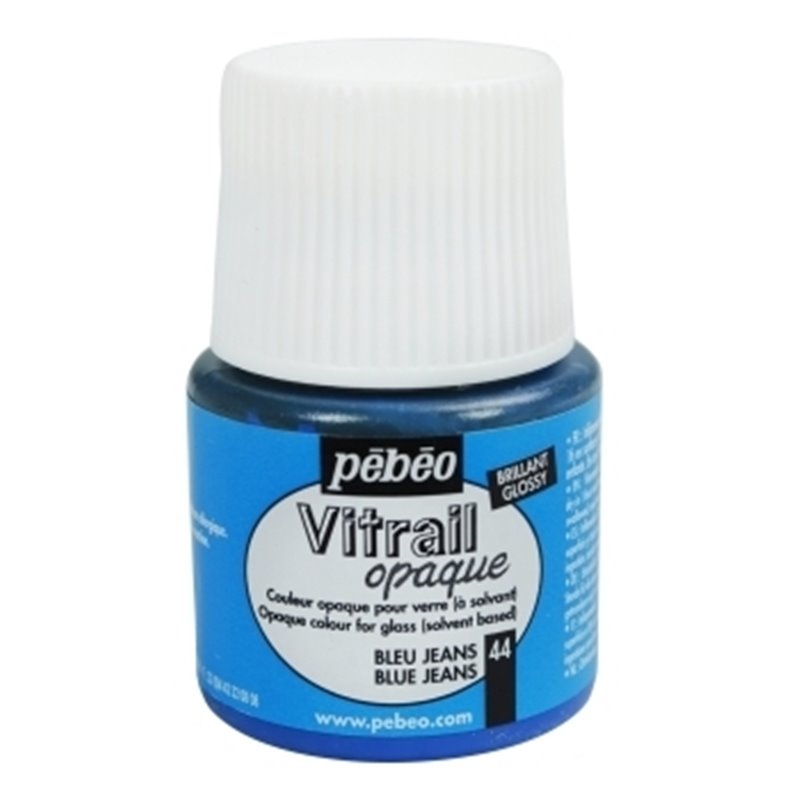 PINTURA PARA VIDRIO PEBEO VITRAIL OPACA 45 ML NUM 44 AZUL VAQUERO COD 050044