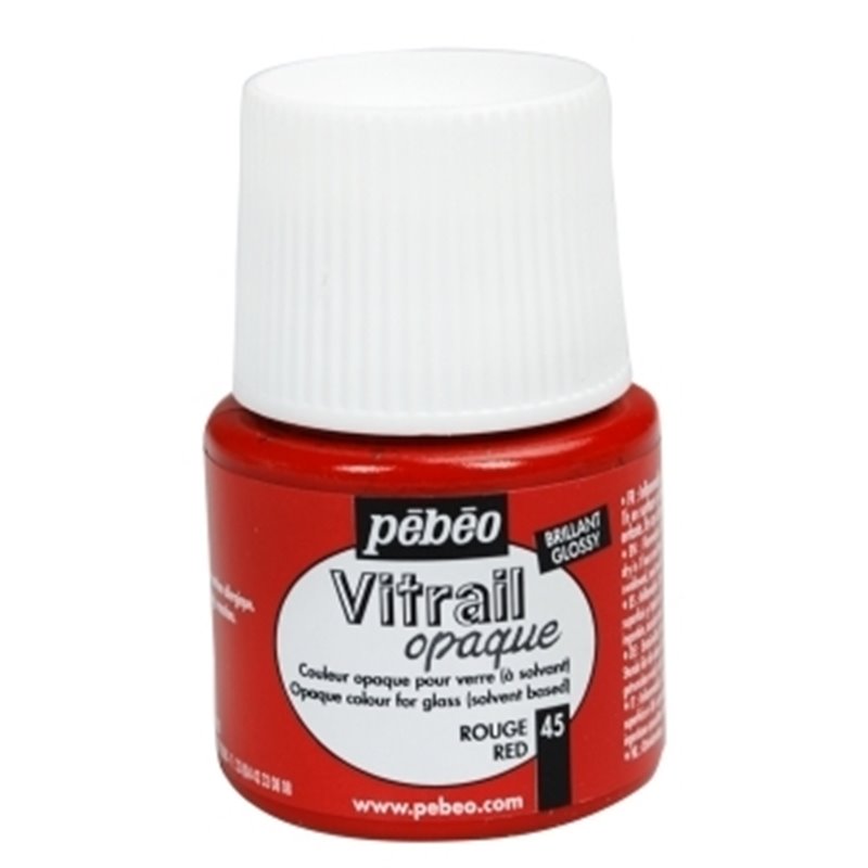 PINTURA PARA VIDRIO PEBEO VITRAIL OPACA 45 ML NUM 45 ROJO COD 050045