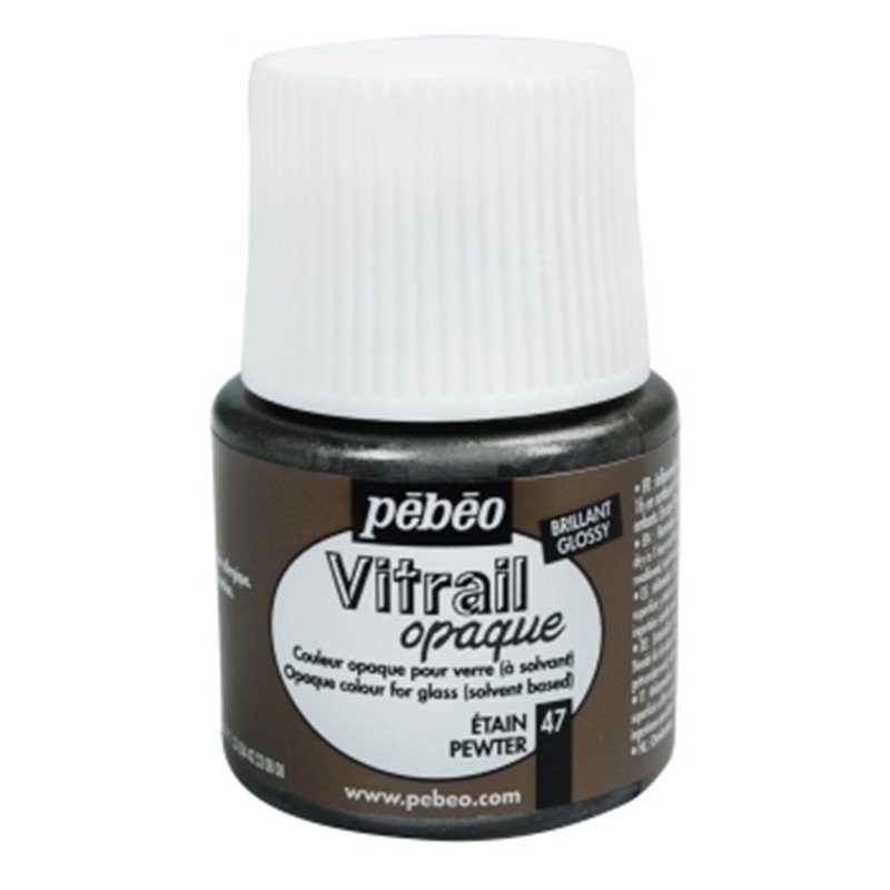 PINTURA PARA VIDRIO PEBEO VITRAIL OPACA 45 ML NUM 47 ESTAÑO COD 050047