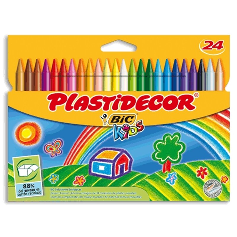 LAPICES DE CERA PLASTIDECOR CAJA 24 UDS COLORES SURTIDOS COD 875772