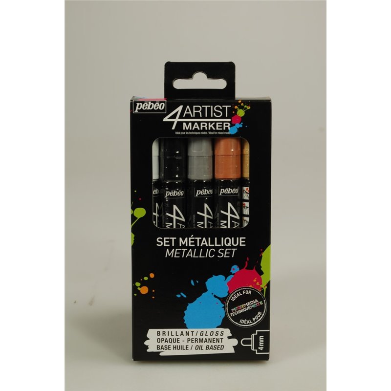 ROTULADOR PEBEO 4ARTIST MARKER SET METALICO 4 MM COD 808923