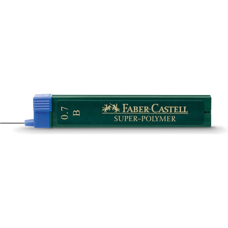 MINA FABER CASTELL SUPER-POLYMER TUBO 12 MINAS 0,7 MM B COD 120701