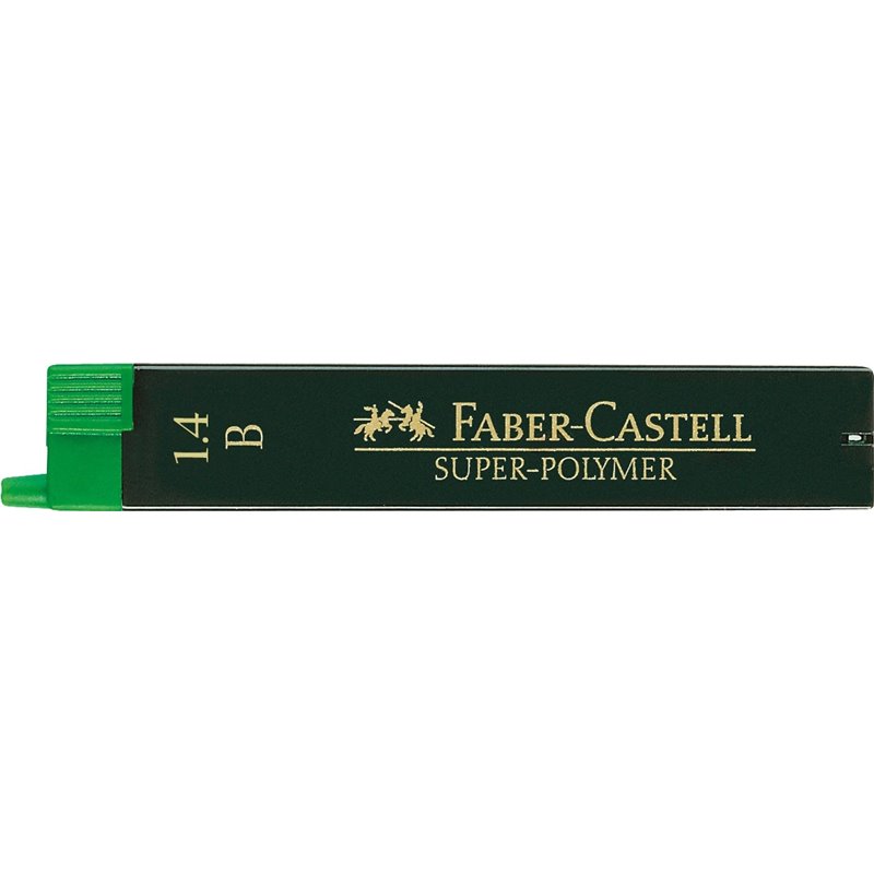 MINA FABER CASTELL SUPER-POLYMER TUBO 6 MINAS 1,4 MM B COD 121411