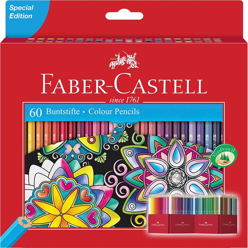 LAPICES DE COLORES FABER CASTELL CAJA DE CARTON DE 60 UD COD 111260