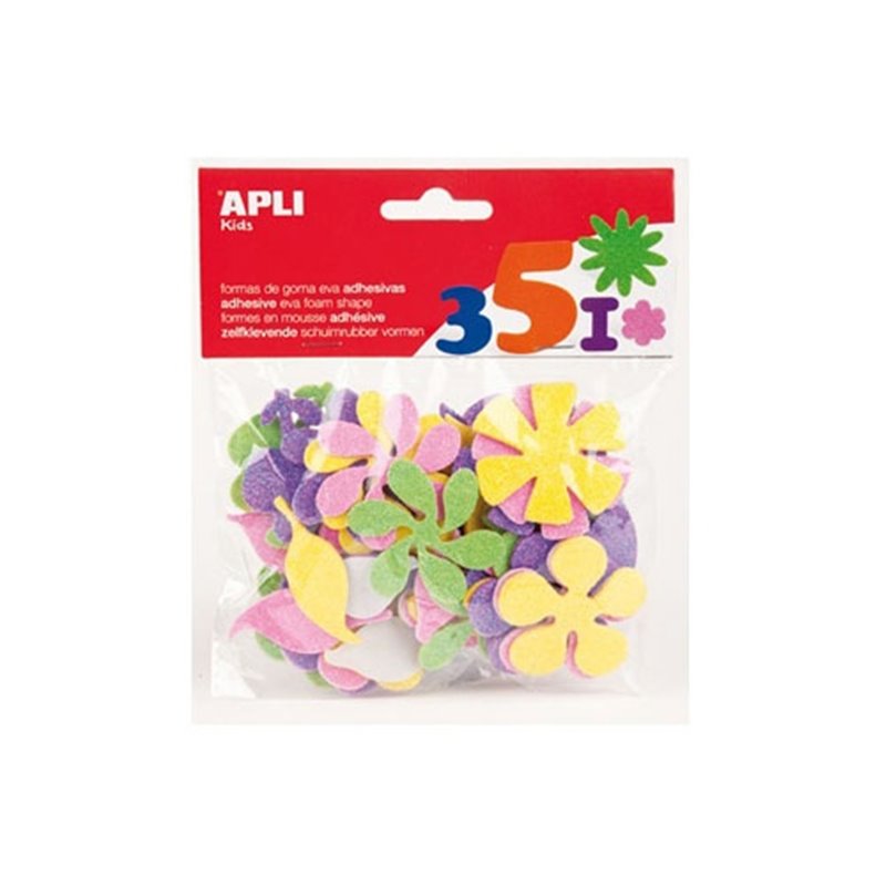 FLORES PURPURINA CON ADHESIVO GOMA EVA 48 UDS COD 13078