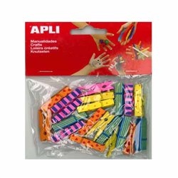 PINZAS MADERA DECORADA 35X7 MM 20 UDS COD 13480