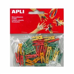 PINZAS MINI MADERA COLOR 25X3 MM 45 UDS COD 13479