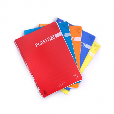 BLOC ESPIRAL PACSA FOLIO 215 X 310 MM NATURAL CUADRO 80 HOJAS TAPA POLIPROPILENO TRANSLUCIDO COD 16467