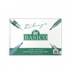 Bloc de dibujo Ipo básico espiral 230 x 325 mm liso y taladro 25 hojas 120 g cod 00072