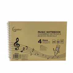 Bloc de música MP A5 148 x 210 mm 4 pentagramas 20 hojas Cod PB352