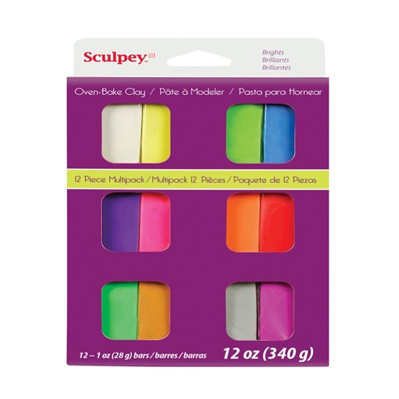 SCULPEY III BRILLANTE ESTUCHE 12 COLORES 28 GRS COD S3 VMB-6