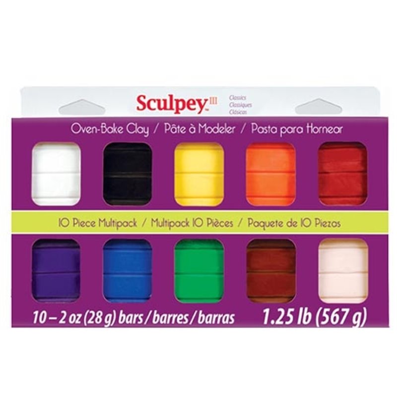 SCULPEY III KIT 10 COLORES CLASICOS 56 GRS COD S3MP 0000-1